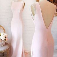 SP1892,White Sleeveless Floor Length Satin Sweep Mermaid Bridesmaid Dress - Thumbnail 2