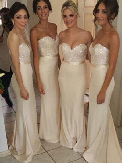 SP1893,Cheap Mermaid Sweetheart Sleeveless Sweep Brush Train Satin Bridesmaid Dress