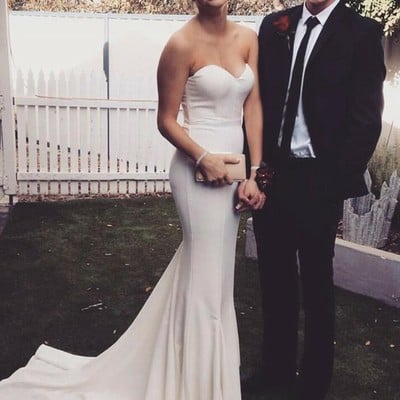 Sp1895,sweetheart mermaid champagne long prom dress,sexy evening dress - Thumbnail 1