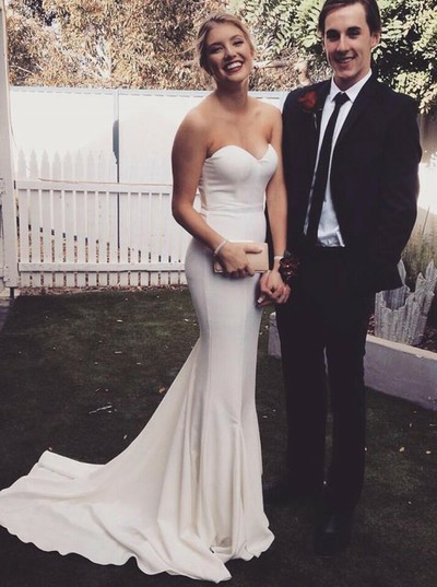 SP1895,Sweetheart Mermaid Champagne Long Prom Dress,Sexy Evening Dress