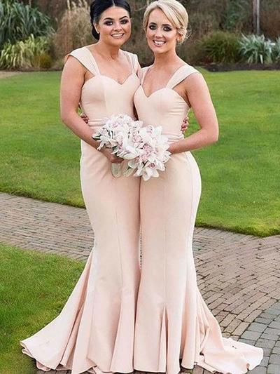 SP1896,Discount Mermaid Sweetheart Sleeveless Satin Floor Length Bridesmaid Dress