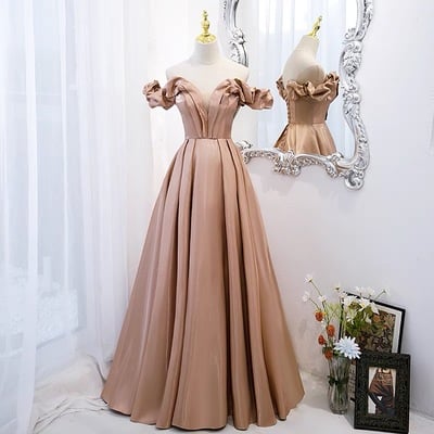 Cute satin long a line prom dress evening gown - Thumbnail 3