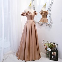 Cute satin long A line prom dress evening gown - Thumbnail 2