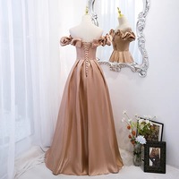 Cute satin long A line prom dress evening gown - Thumbnail 3