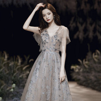 Cute tulle sequins long prom dress A line evening gown - Thumbnail 6