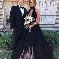 SP1921,Elegant High Neck Black Prom Dresses Long Ball Gown Formal Dress - Thumbnail 3