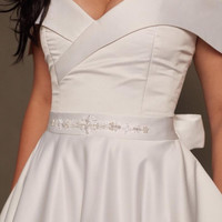 Short Wedding Dress Off Shoulder,Tea Length Wedding Dress Plus Size,613 - Thumbnail 3