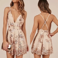 Rose Gold Sequin Homecoming Dresses Floral Jumpsuits Party Dresses,615 - Thumbnail 2