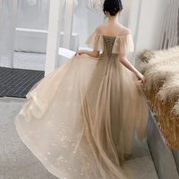 Cute tulle long A line prom dress evening gown - Thumbnail 5