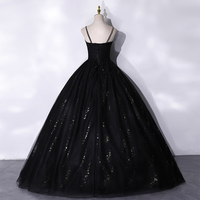Black tulle long prom dress black evening gown - Thumbnail 3