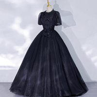 Black tulle lace long ball gown dress formal gown - Thumbnail 2