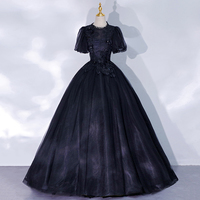Black tulle lace long ball gown dress formal gown - Thumbnail 6