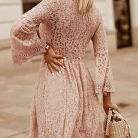 Women'S Sexy Lace Long Sleeve Dress - Thumbnail 2