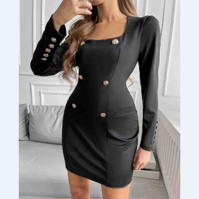 Women's button long sleeve dress