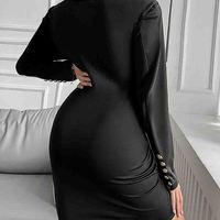Women'S Button Long Sleeve Dress - Thumbnail 3