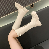 Gladiator Motorcycle High Heels Knee High Boots - Thumbnail 1