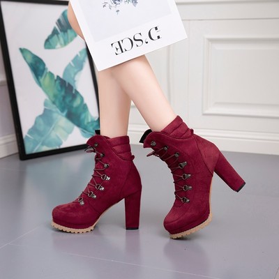  designer chunky warm ankle women boots fashion - Thumbnail 3