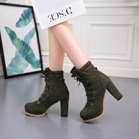  Designer Chunky Warm Ankle Women Boots Fashion - Thumbnail 1