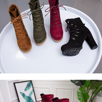 Designer Chunky Warm Ankle Women Boots Fashion - Thumbnail 5