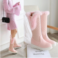 Warm Fur Knee High Boots Women Snow Boots - Thumbnail 4