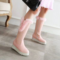 Warm Fur Knee High Boots Women Snow Boots - Thumbnail 5
