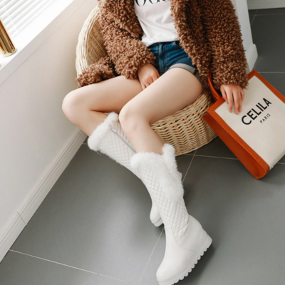 Warm fur knee high boots women snow boots