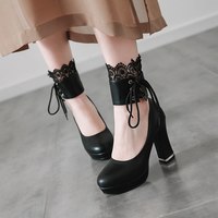 Spring Vintage Women Chunky Block High Heel - Thumbnail 8