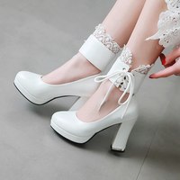 Spring Vintage Women Chunky Block High Heel - Thumbnail 1