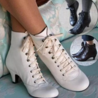  Fashion Women Autumn Ankle Boots Solid Flock - Thumbnail 1