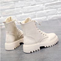 Beige Black Plush Warm Fur Ankle Boots - Thumbnail 1