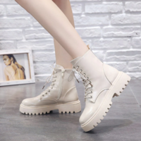 Beige Black Plush Warm Fur Ankle Boots - Thumbnail 2