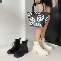  Women Short Leather Female Motorcycle Booties - Thumbnail 7