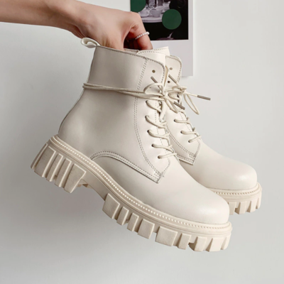 women short leather female motorcycle booties - Thumbnail 2