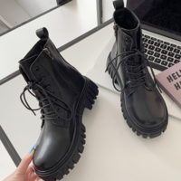  Women Short Leather Female Motorcycle Booties - Thumbnail 5