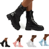 Sexy Chunky Boots Fashion Pocket Platform Boots - Thumbnail 6