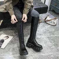 Knight Boots Women Knee High Long Square  - Thumbnail 6