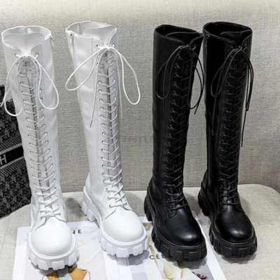 Knight boots women knee high long square 