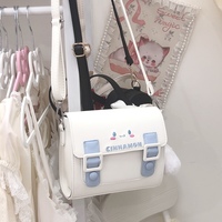 Cinnamoroll Kuromi Sanrio White Black Blue Pastel Stripe Embroidery Shoulder Messenger Bag - Thumbnail 5