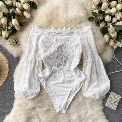  Jumpsuit Women Sexy Off Shoulder Lace Up 