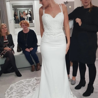 Simple mermaid sweetheart lace wedding dresses with train - Thumbnail 4