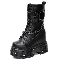 Punk Goth Military Ankle Boots Women - Thumbnail 7