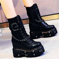 Punk Goth Military Ankle Boots Women - Thumbnail 1