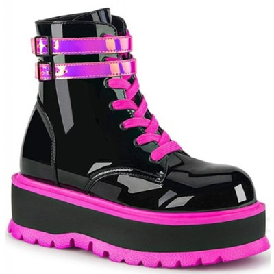 Gothic style black woman ankle boots fashion
