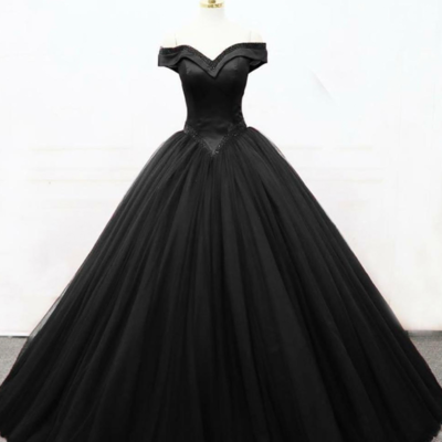 Charming princess ball gown black party dress - Thumbnail 4