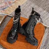  Chunky High Heels Platform Female Boots - Thumbnail 3