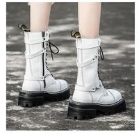 Autumn Boots Block Heel Gothic Black Punk Style - Thumbnail 5