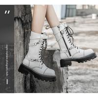 Autumn Boots Block Heel Gothic Black Punk Style - Thumbnail 7