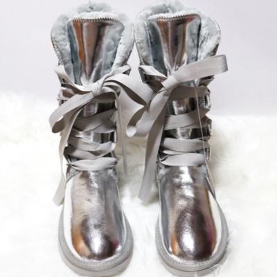 Waterproof high boots lace up woman winter 