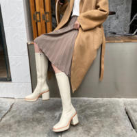 Women Boots Thick High Heels Square Toe  - Thumbnail 4