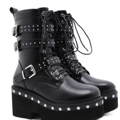 Ankle boots for women punk shoes classic